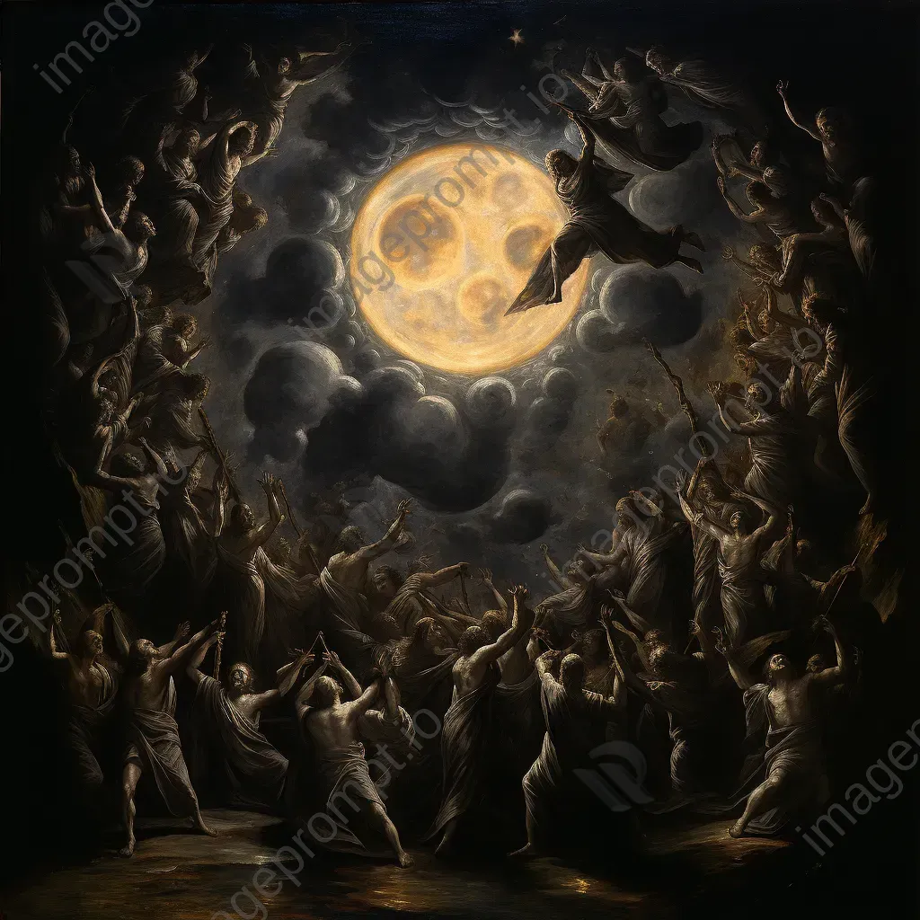 Artwork depicting the lunar cycle with dramatic lighting against a starry sky - Image 3