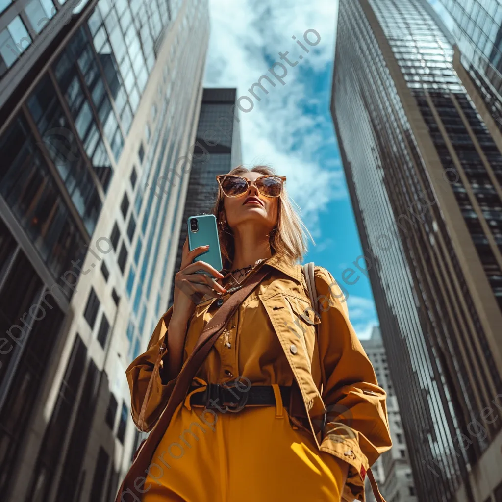 Fashion influencer taking photos against an urban backdrop - Image 2