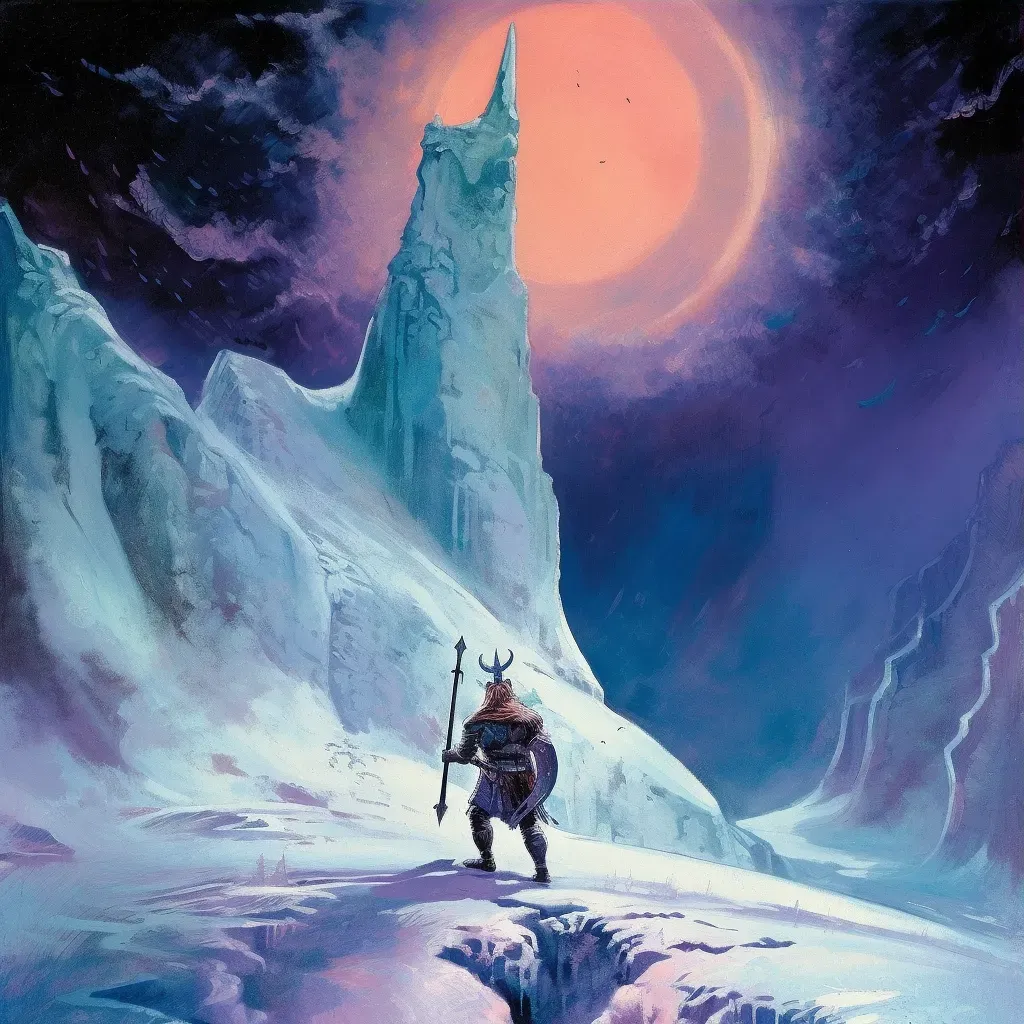 Viking warrior on snowy cliff in image prompt - Image 3