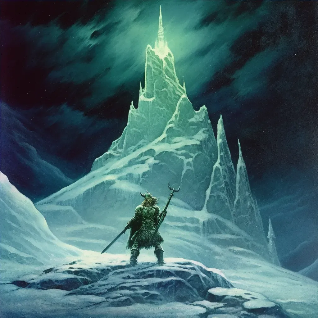 Viking warrior on snowy cliff in image prompt - Image 4