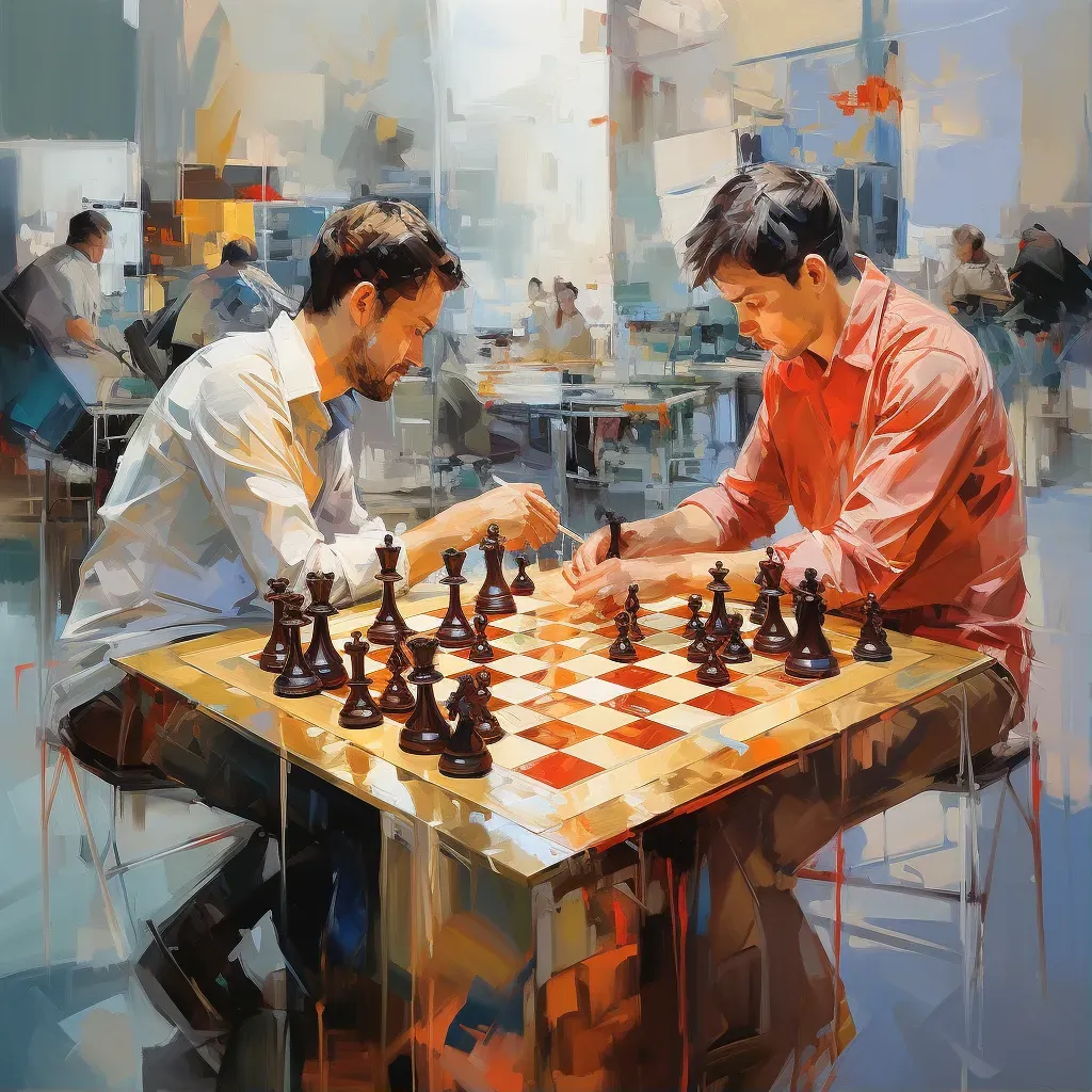 Chess game with animated pieces depicting dreamscape conflicts - Image 1