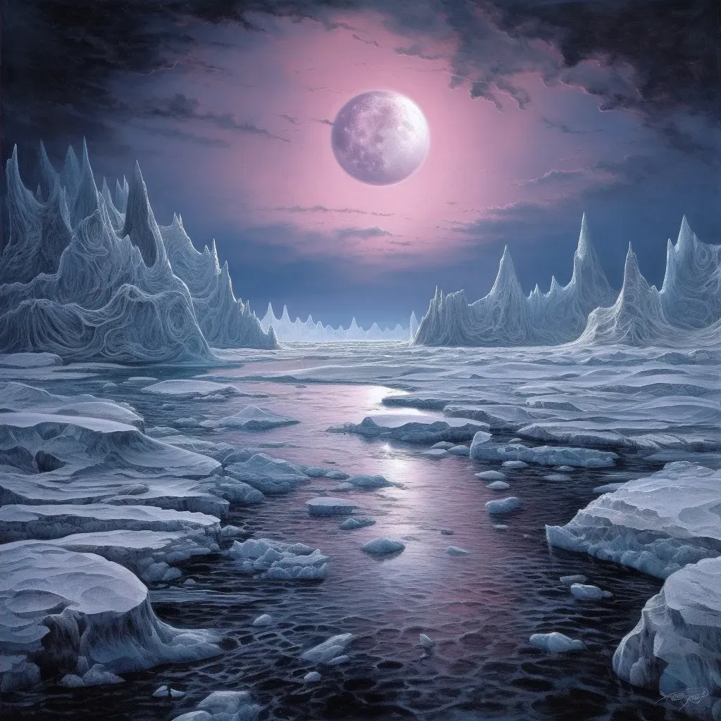 Image of icy landscape on a distant moon with geysers - Image 4