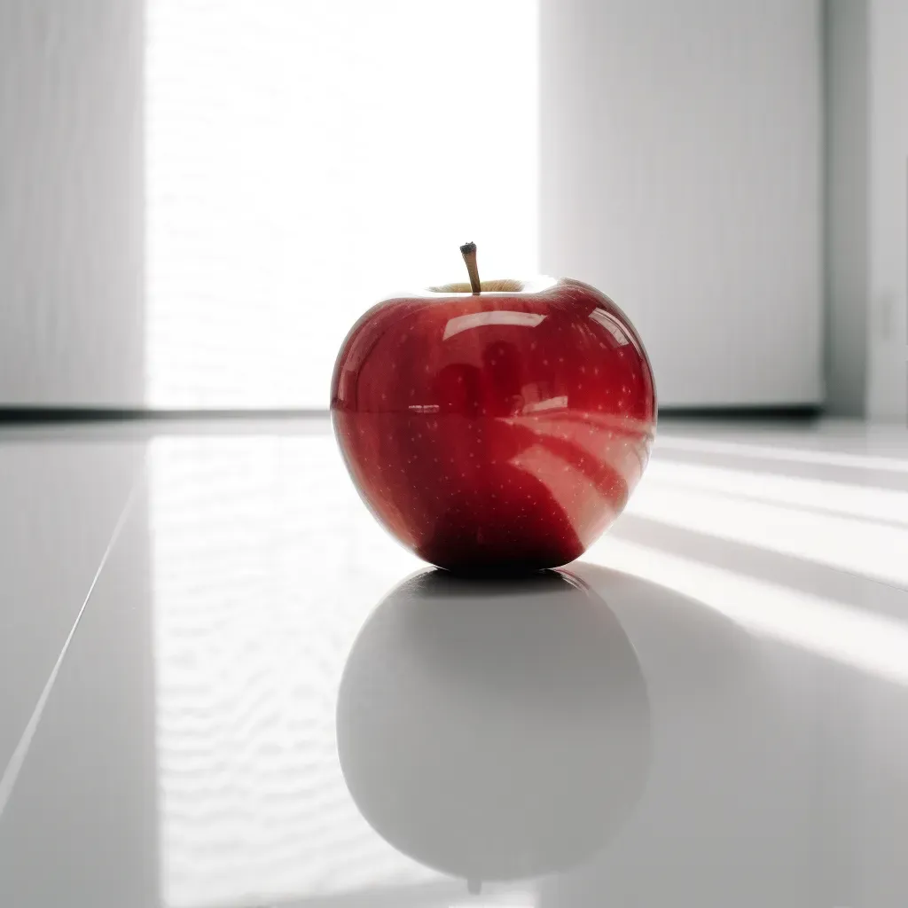 Single Red Apple on White Table