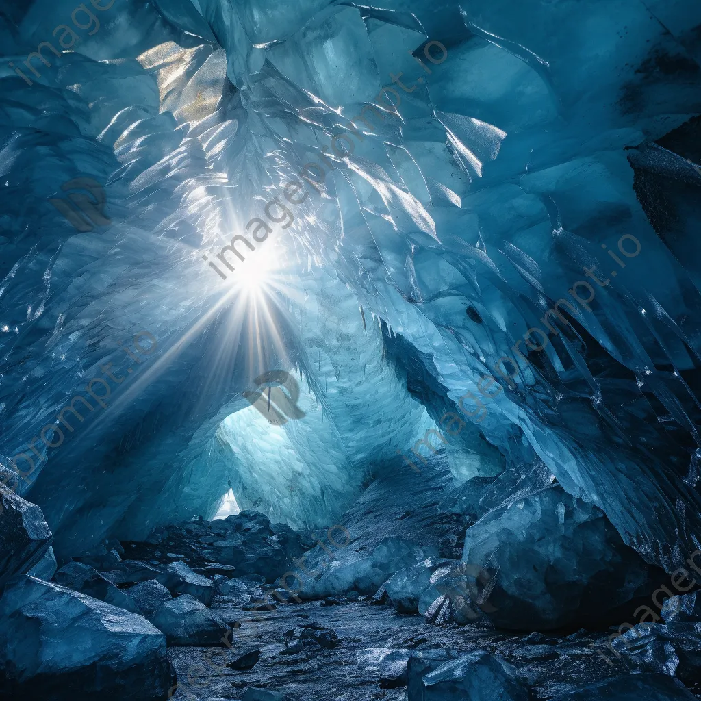 Iceberg cave with towering walls and sparkling light reflections - Image 2