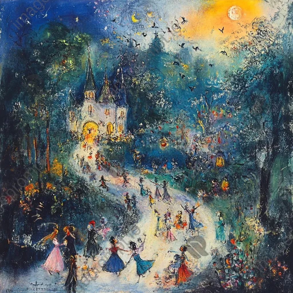 Vibrant depiction of a bustling fairy carnival at twilight - Image 4