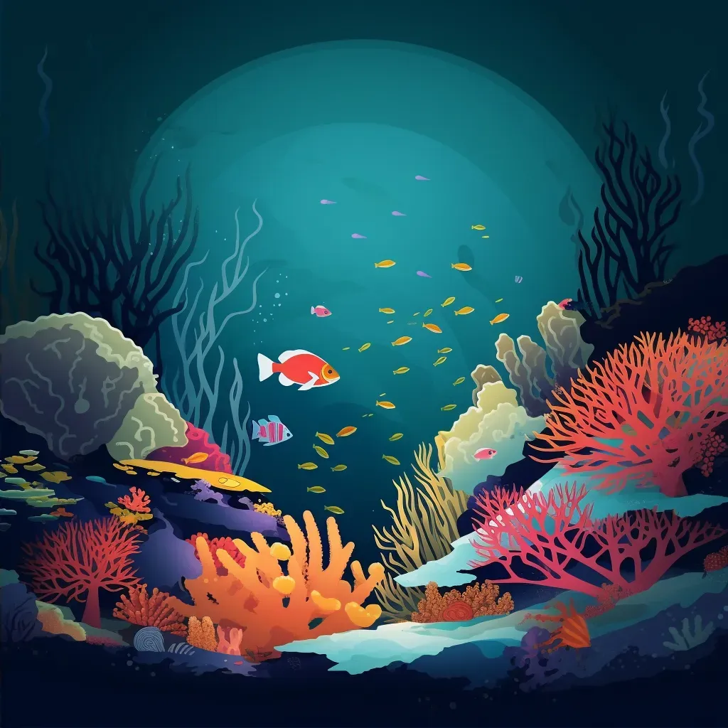 Underwater scene with colorful coral, tropical fish, and filtered light - Image 2