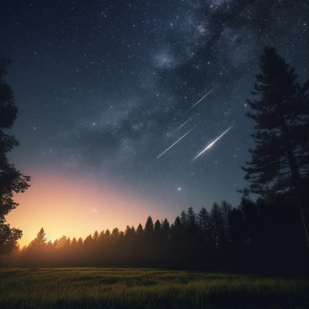 Starry night sky with one bright shooting star streaking across - Image 1