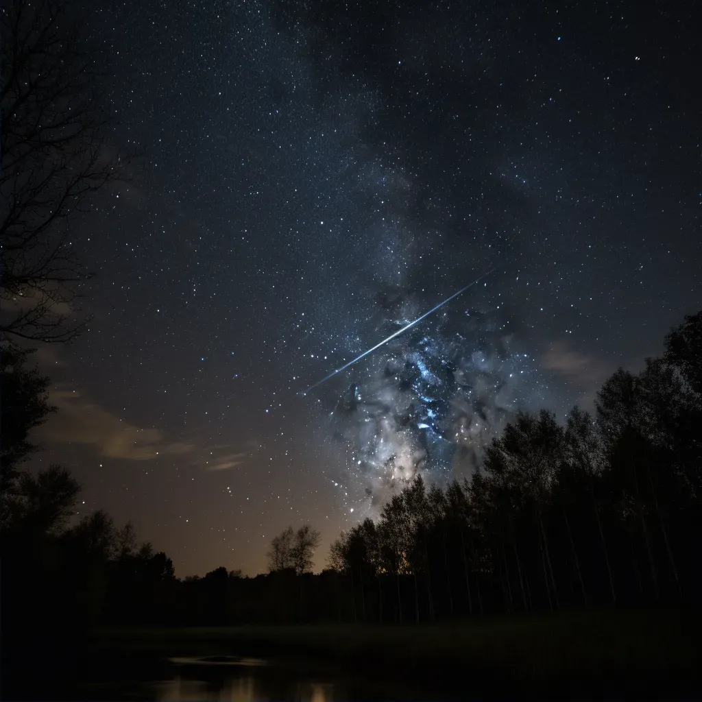 Starry night sky with one bright shooting star streaking across - Image 2