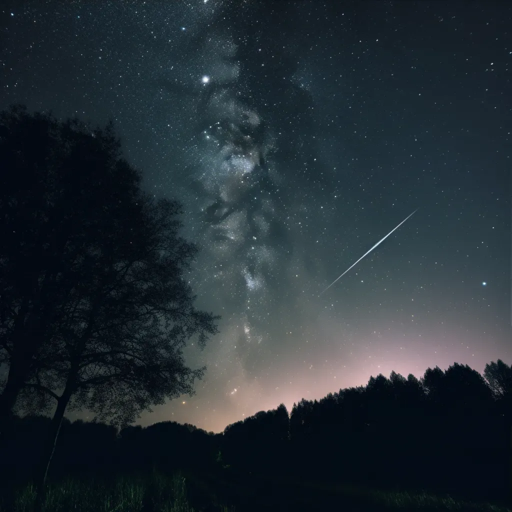 Starry night sky with one bright shooting star streaking across - Image 3