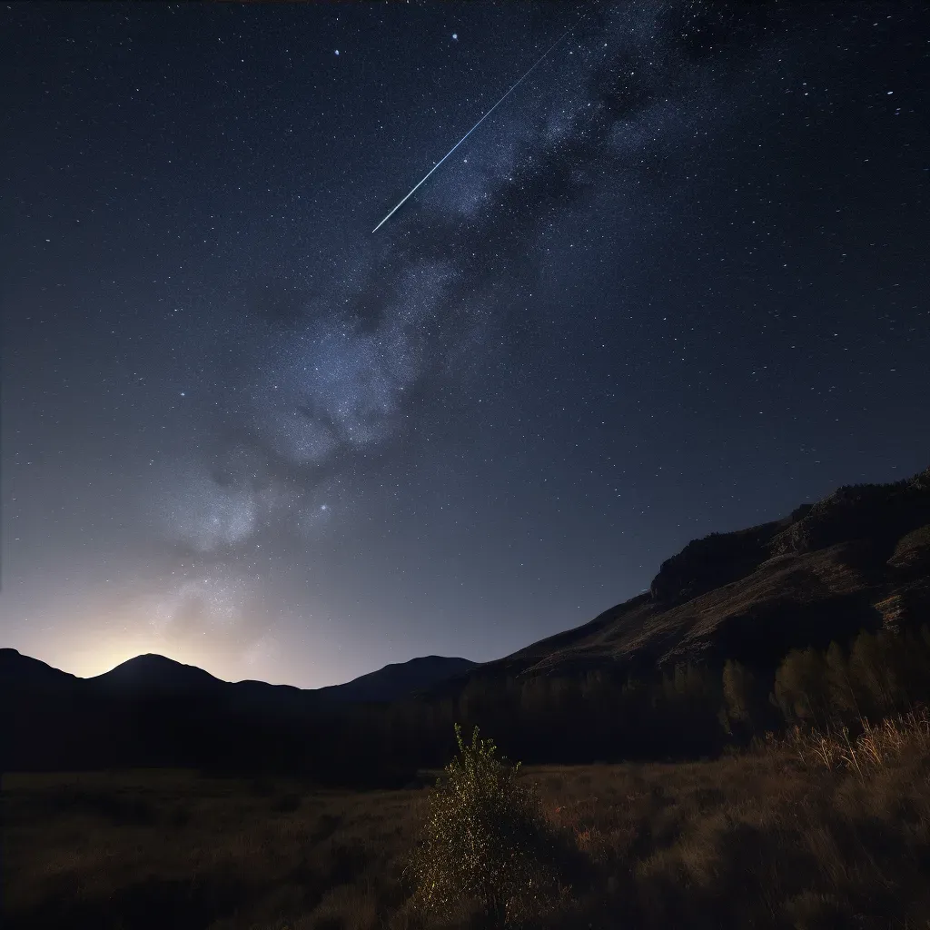 Starry night sky with one bright shooting star streaking across - Image 4