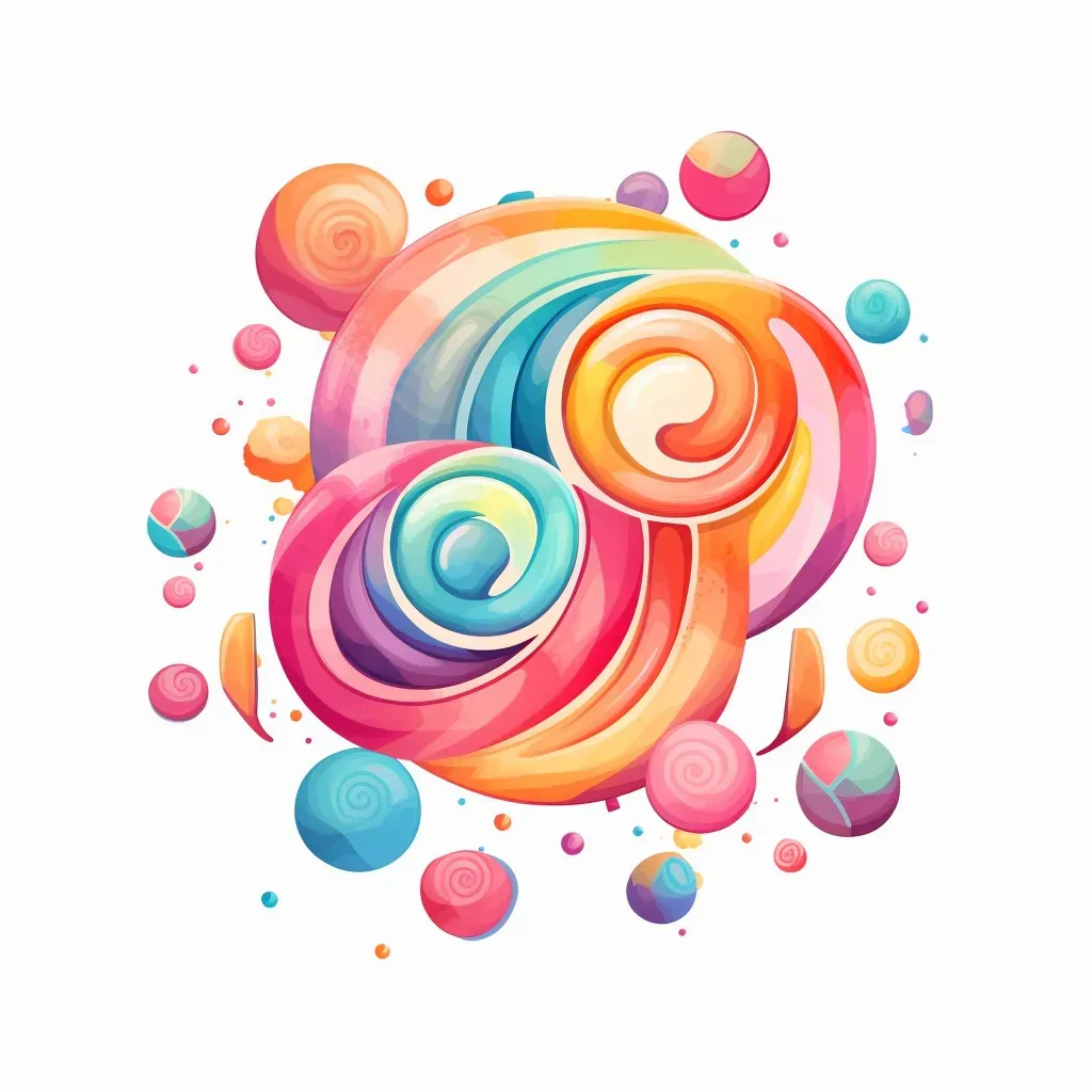 Pastel Candy Shop Logo with whimsical pastel candies in a swirl - Image 1