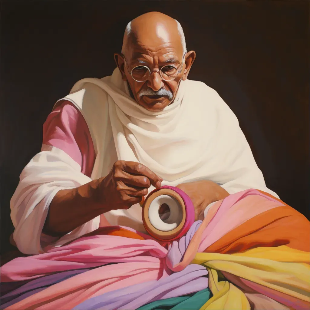 Famous personality spinning yarn symbolically - Image 1