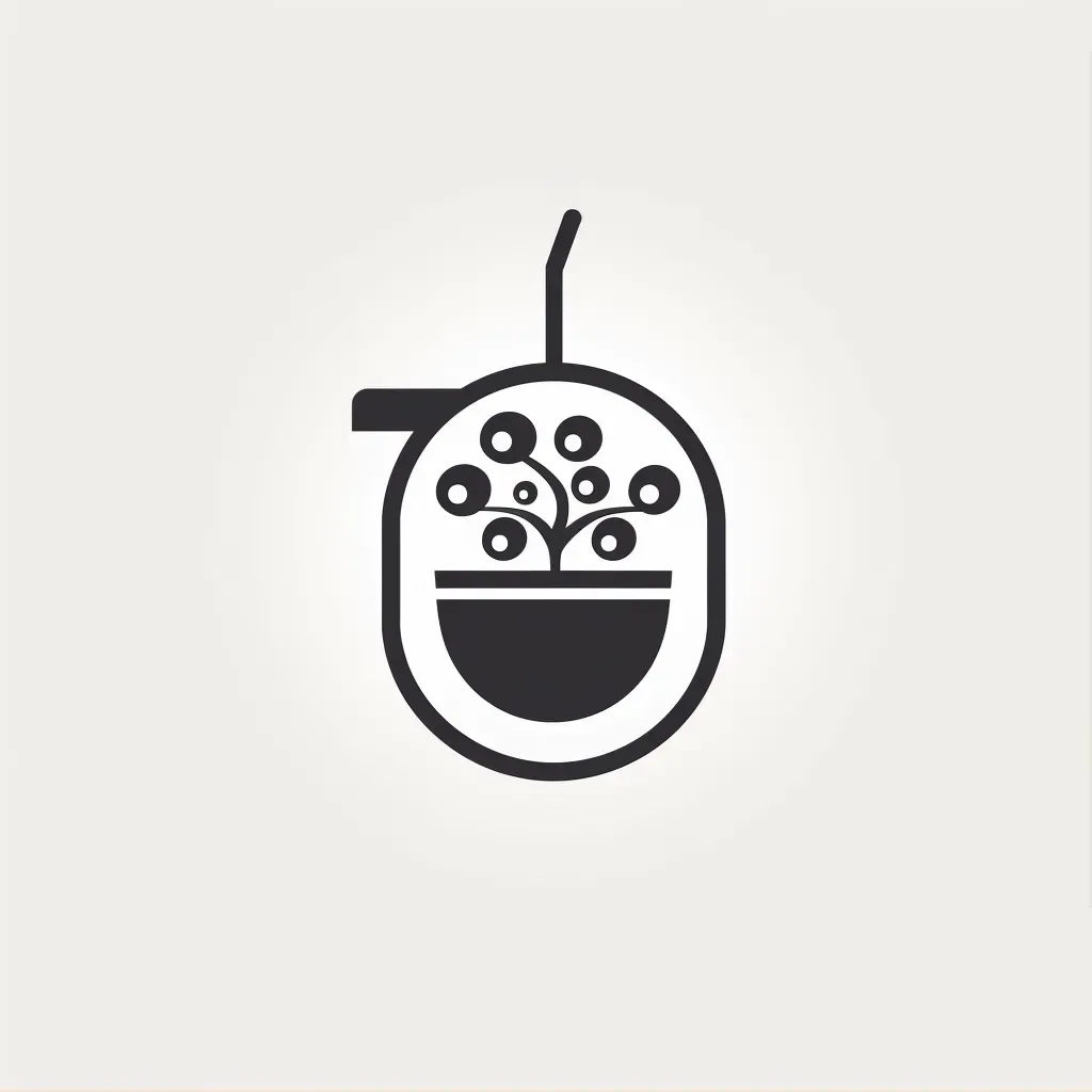 Minimalist bubble tea cup logo in monochromatic colors - Image 1