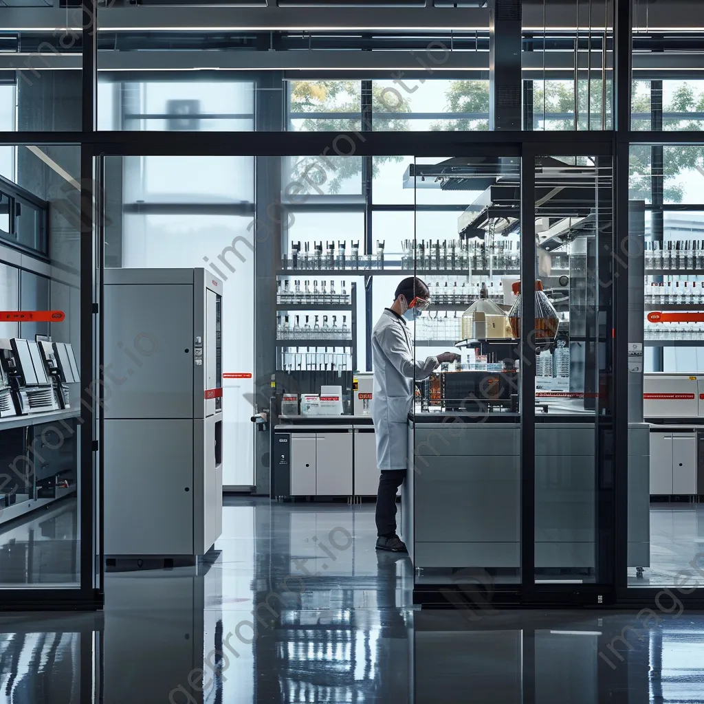 A laboratory technician in a lab analyzing samples with advanced equipment. - Image 1