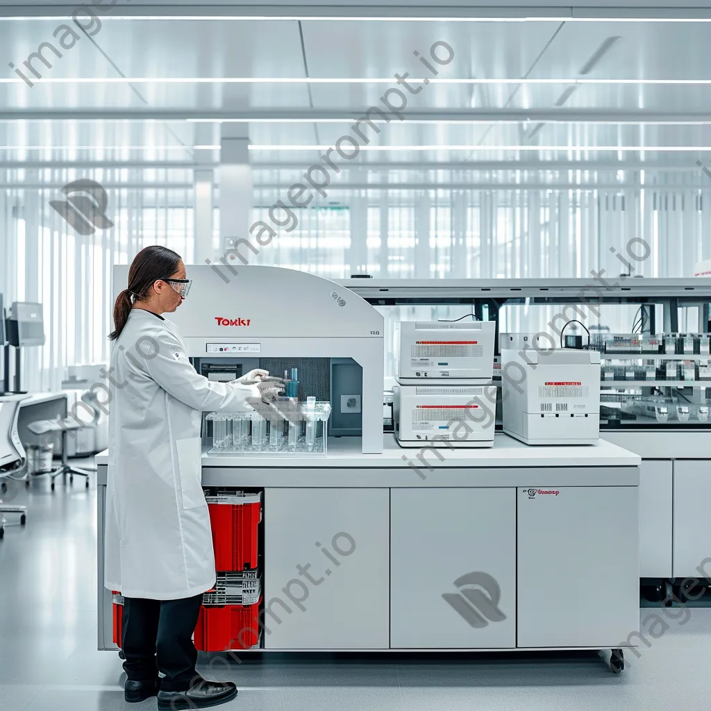 A laboratory technician in a lab analyzing samples with advanced equipment. - Image 3