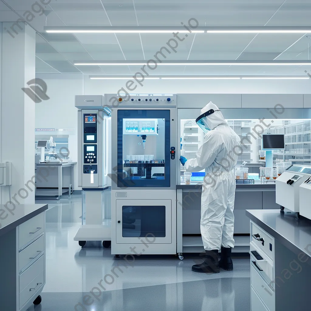 A laboratory technician in a lab analyzing samples with advanced equipment. - Image 4