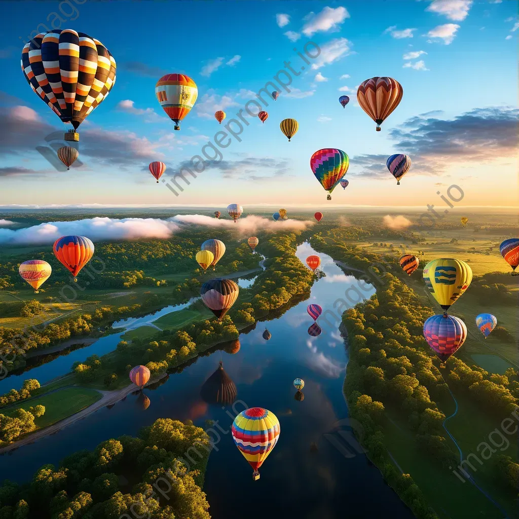 Colorful hot air balloons floating in the sky seen from airplane window - Image 3