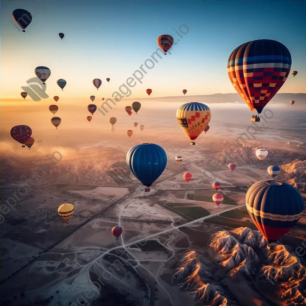 Colorful hot air balloons floating in the sky seen from airplane window - Image 4