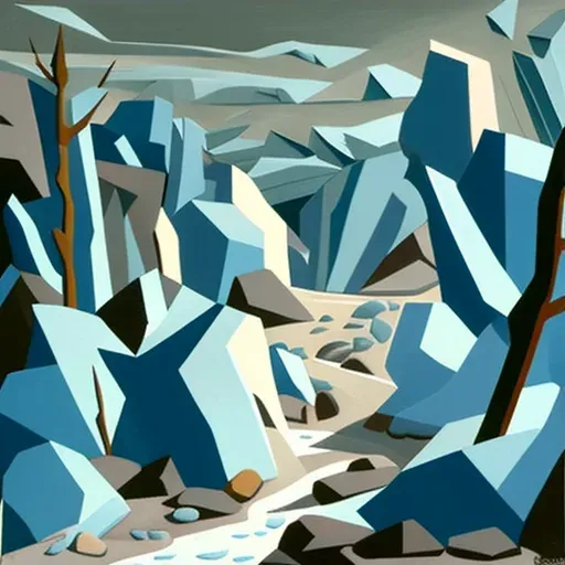 Abstract shapes mosaic in cool tones resembling ice landscape - Image 3