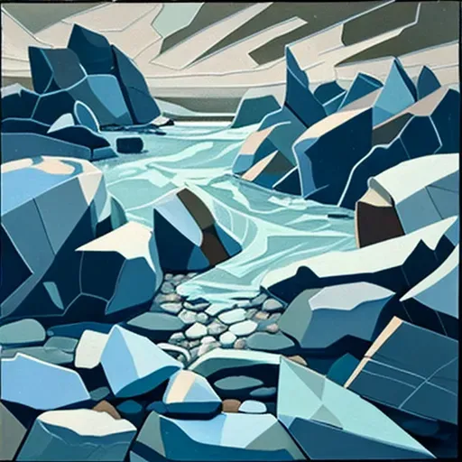 Abstract shapes mosaic in cool tones resembling ice landscape - Image 4