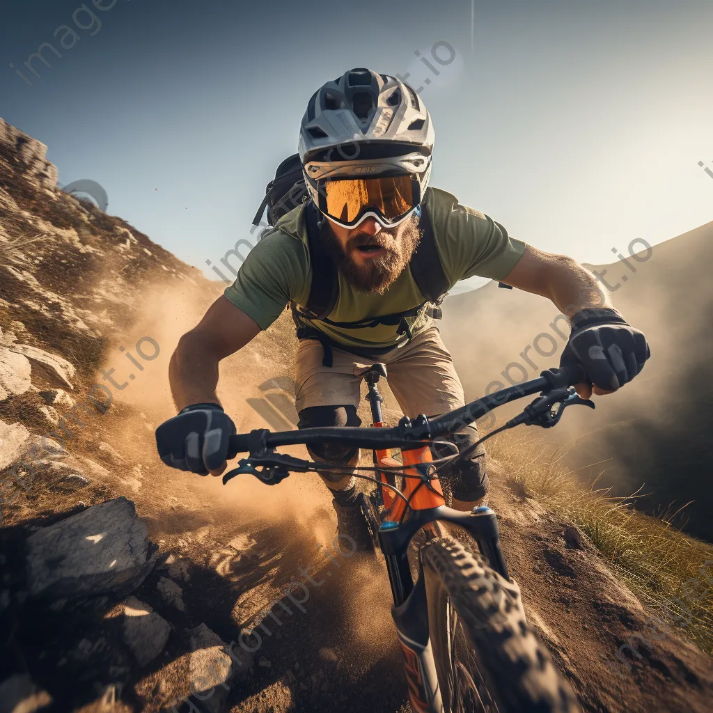 Mountain biker navigating rocky downhill trail - Image 4