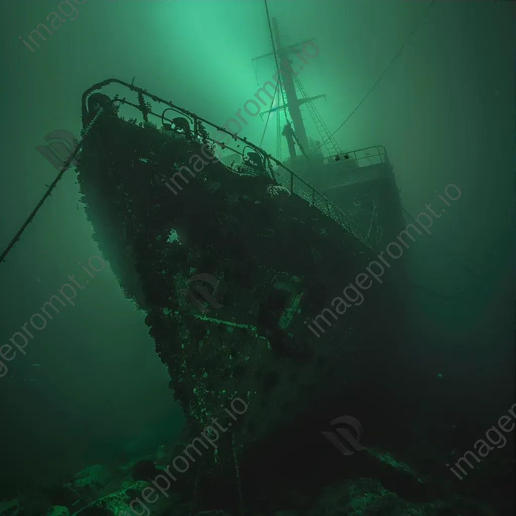 Underwater ghost ship wreck with bioluminescent glow - Image 3