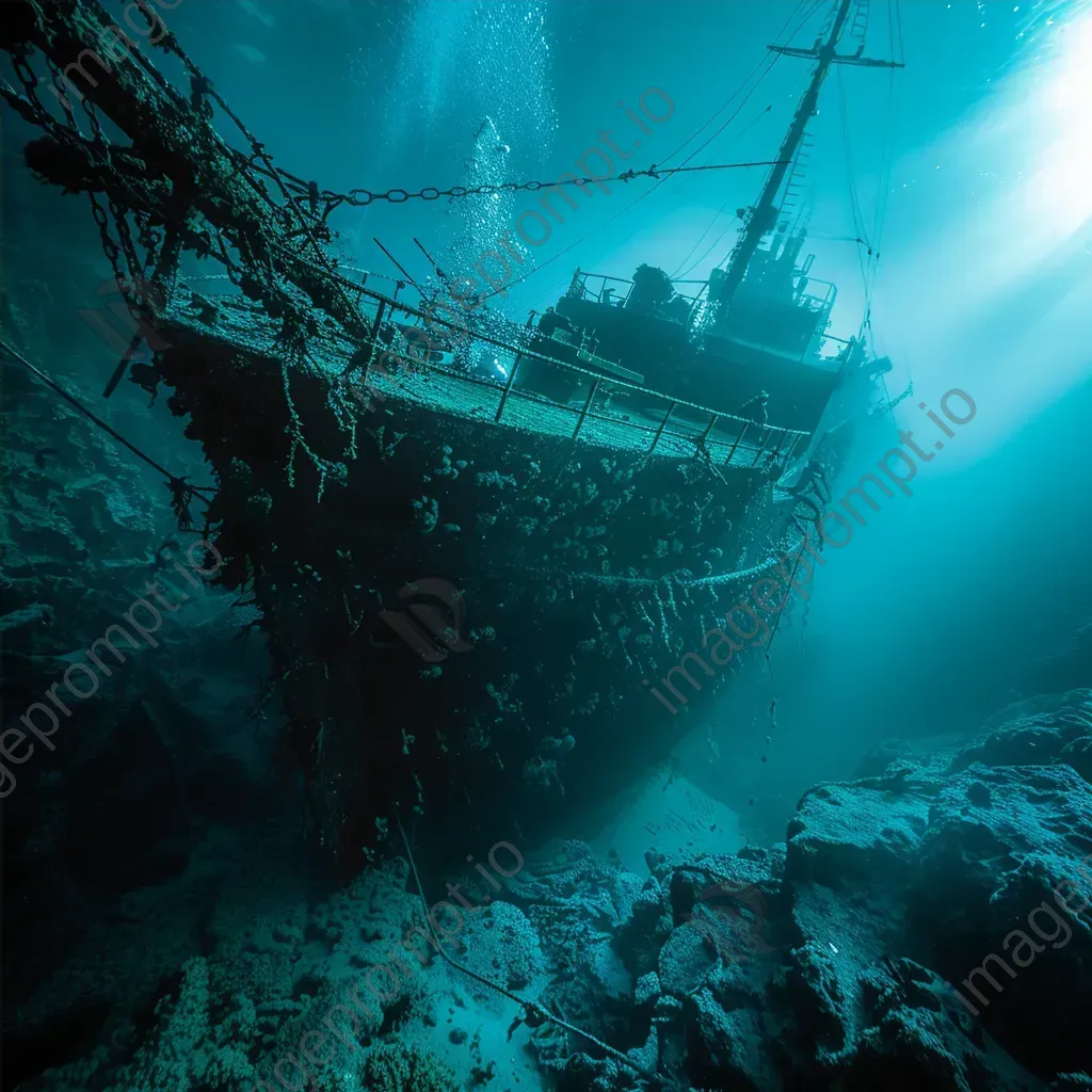 Underwater ghost ship wreck with bioluminescent glow - Image 4