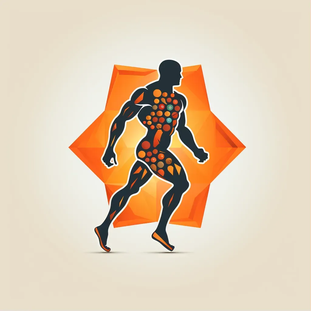 Bold and energetic athlete icon sports clinic logo in orange and black colors - Image 1