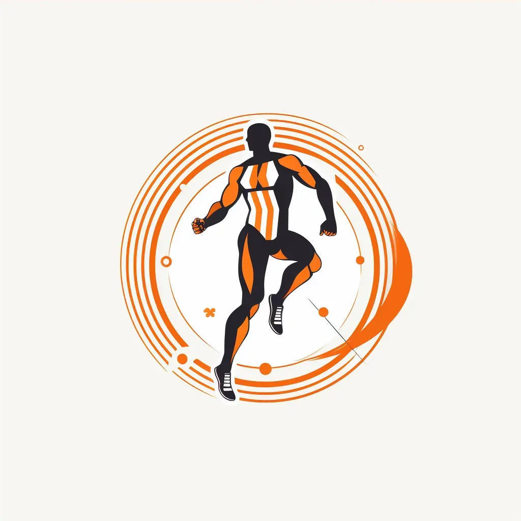 Bold and energetic athlete icon sports clinic logo in orange and black colors - Image 4