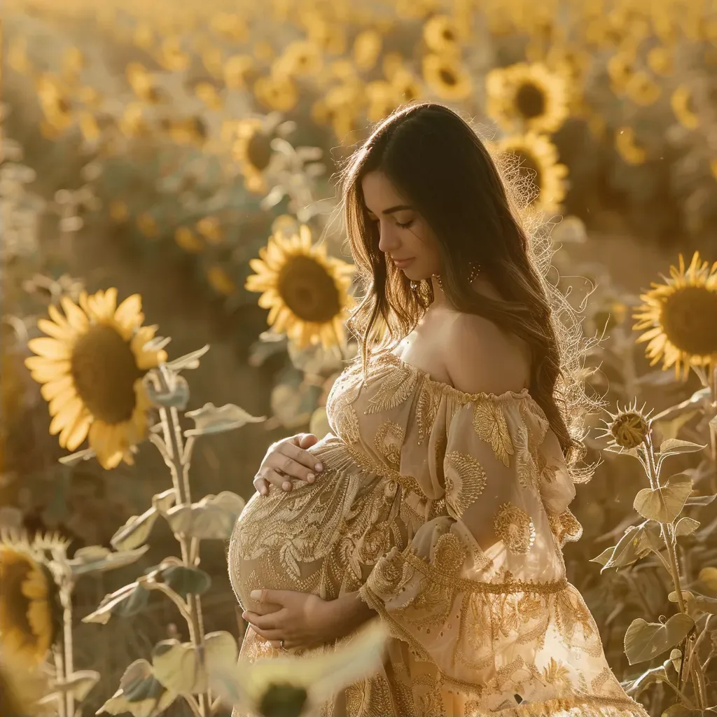 Maternity mother sunflower field - Image 2