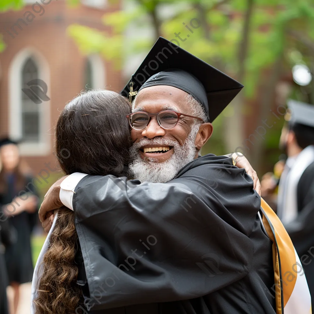 Graduate embracing their professor in a post-ceremony hug - Image 4