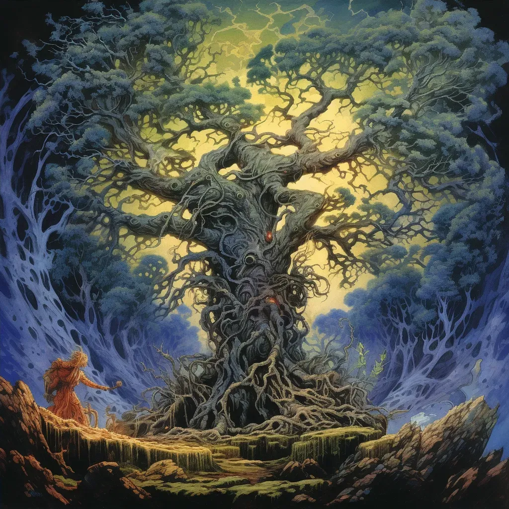 Image depicting Yggdrasil, the World Tree from Norse mythology with branches reaching the heavens - Image 4