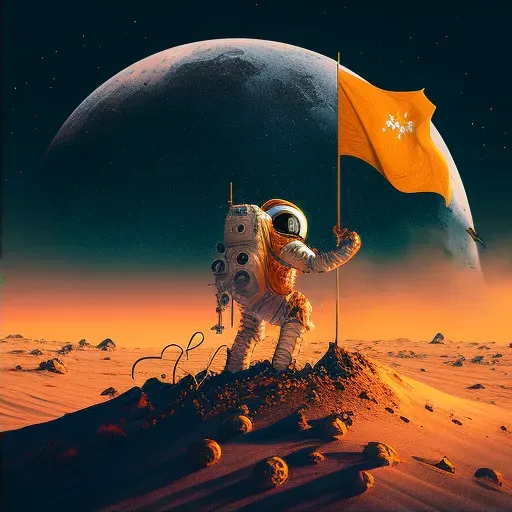 Astronaut Planting Flag on Alien Planet - Image 2