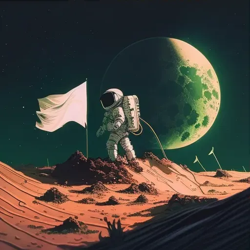 Astronaut Planting Flag on Alien Planet - Image 3