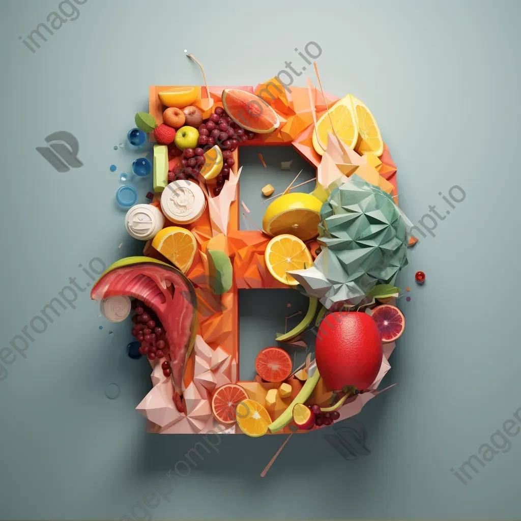 Culinary word depicted in low poly style with food textures and colorful ingredients - Image 1