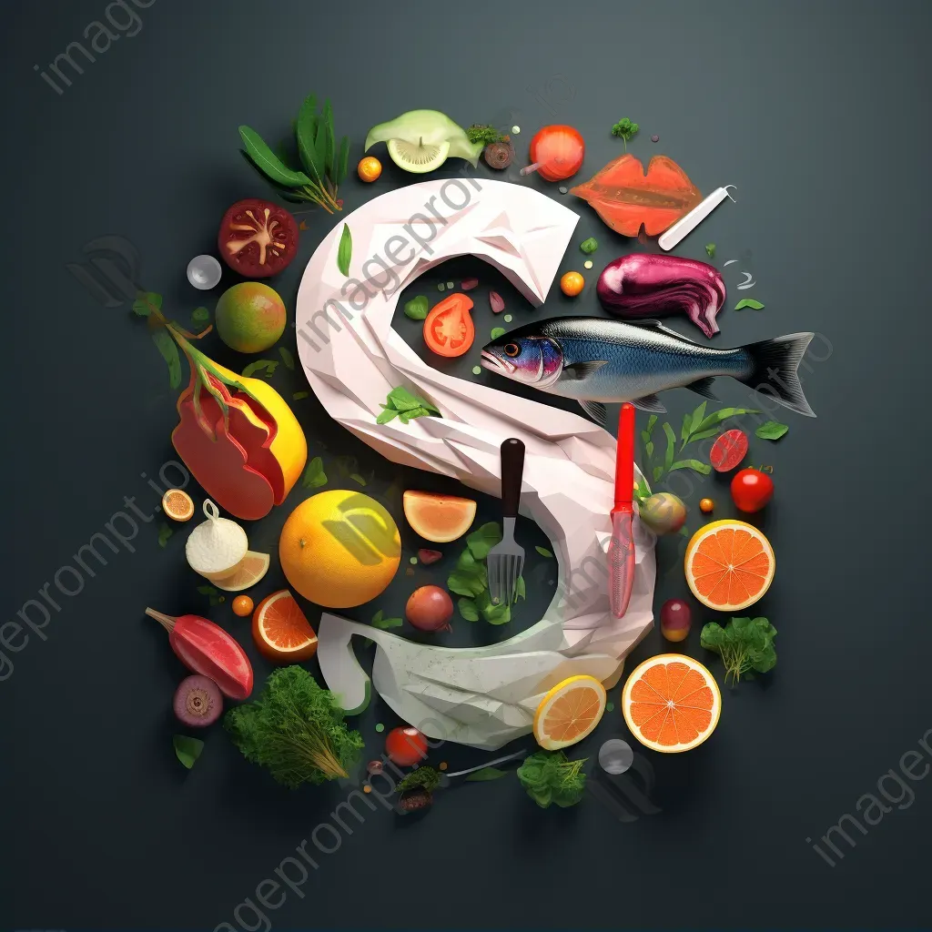 Culinary word depicted in low poly style with food textures and colorful ingredients - Image 2