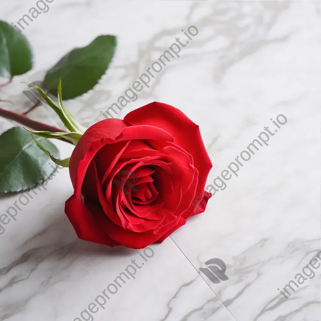 Fresh red rose on marble surface - Image 3