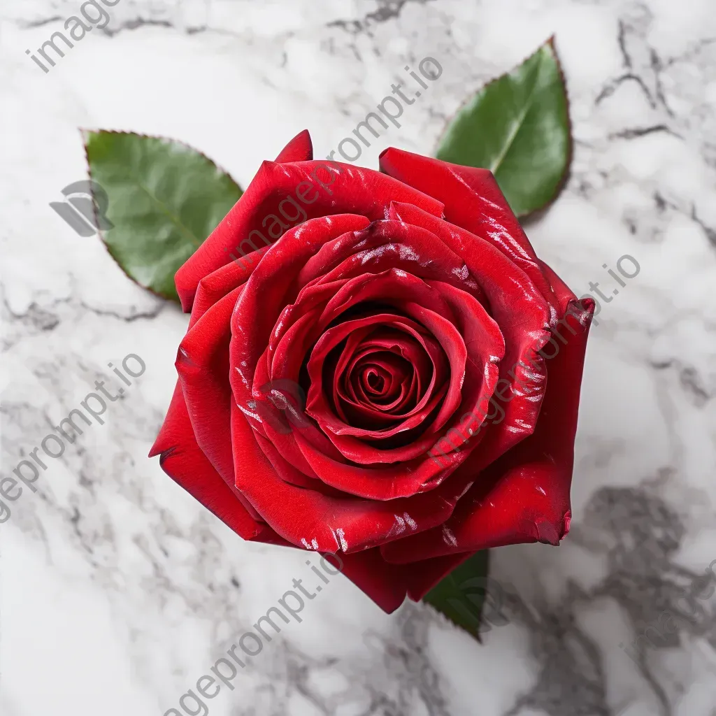 Fresh red rose on marble surface - Image 4