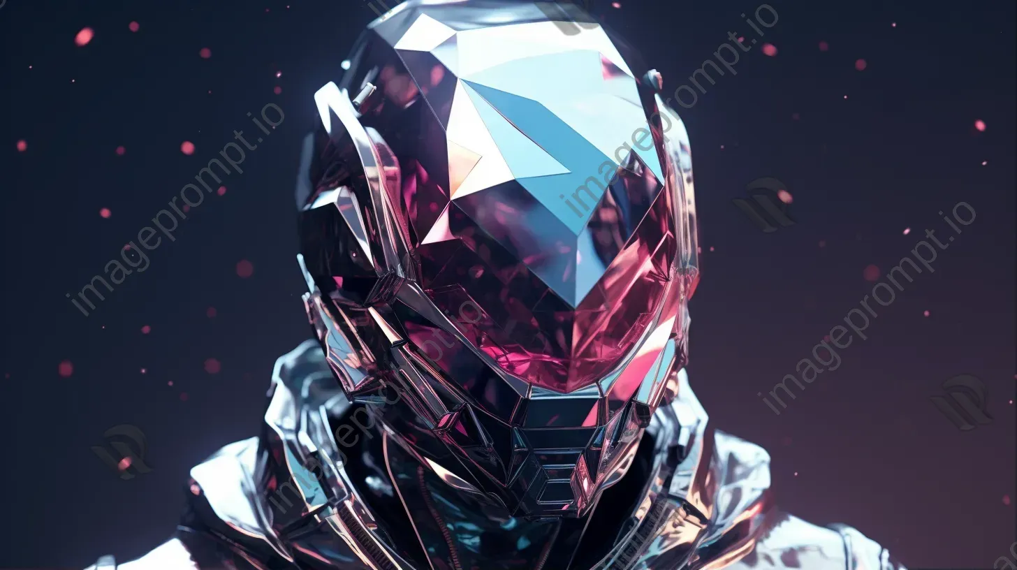 Low poly style portrait of a futuristic astronaut with reflective surfaces - Image 1