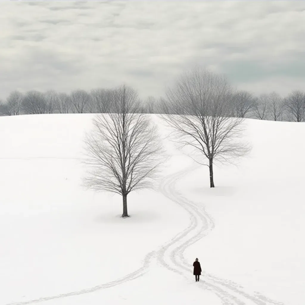 Image of a serene winter landscape with snow and trees - Image 3