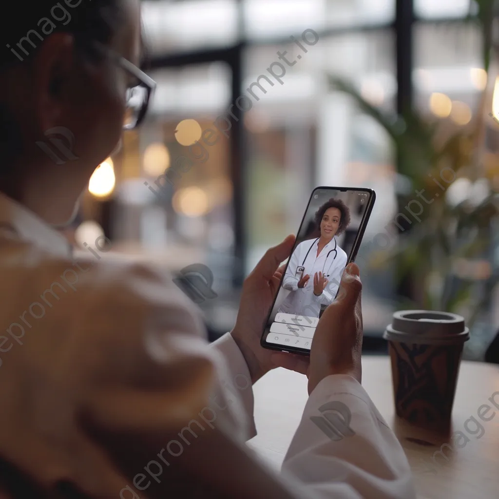 User interacting with telehealth app on smartphone - Image 1