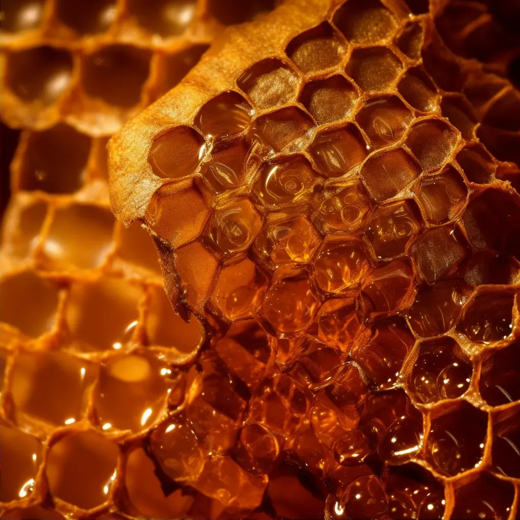 Extreme close-up of crystallized honey on a honeycomb - Image 2