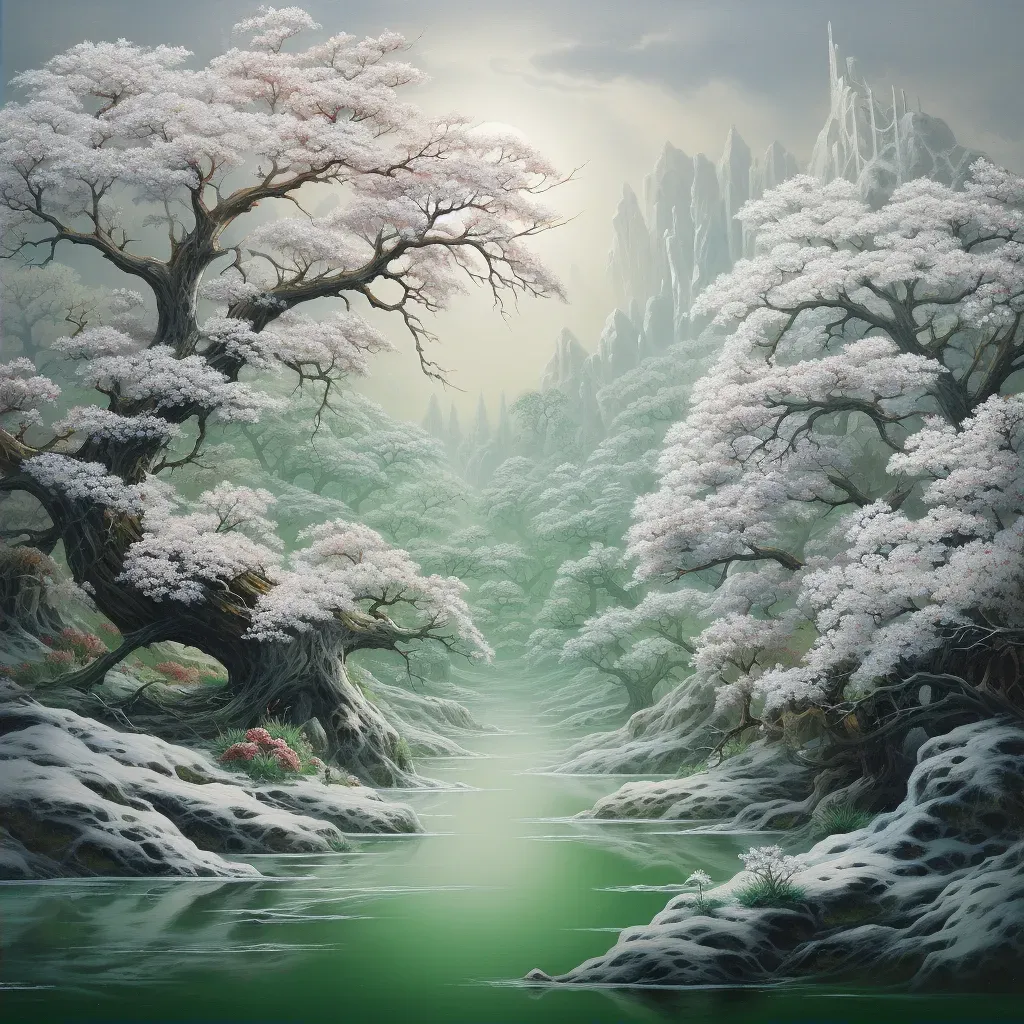 Image of a snow-covered landscape with hints of spring greenery - Image 2