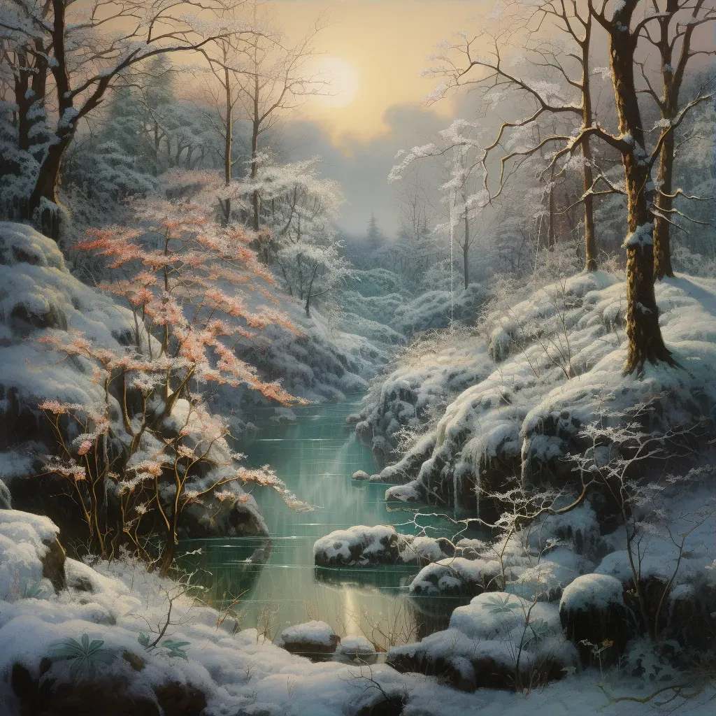 Image of a snow-covered landscape with hints of spring greenery - Image 3