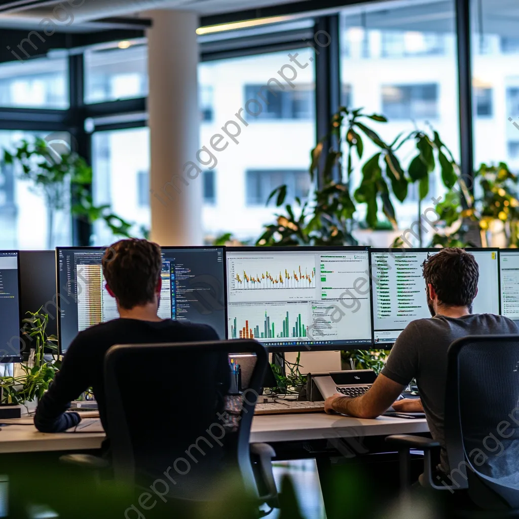 Developers collaborating in a bright workspace on cloud computing projects. - Image 1