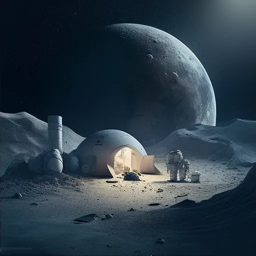 Image of astronauts at a serene lunar base scene - Image 2