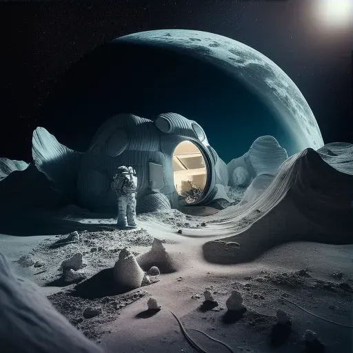 Image of astronauts at a serene lunar base scene - Image 3