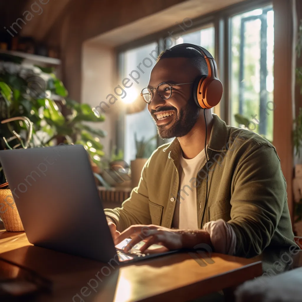 Customer service representative working from a cozy home office - Image 1