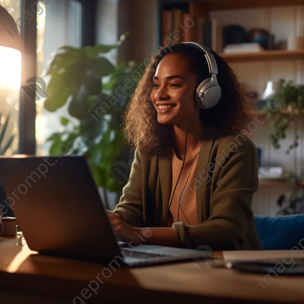 Customer service representative working from a cozy home office - Image 2