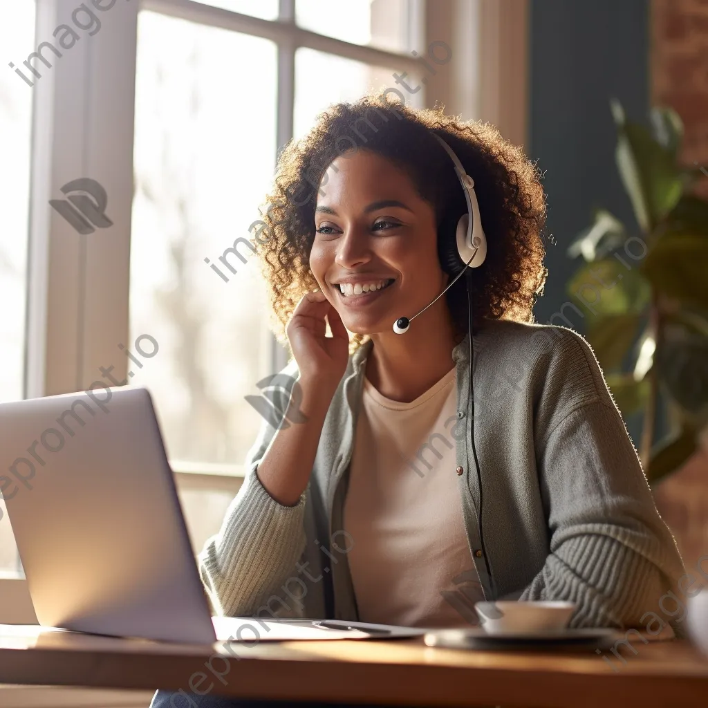 Customer service representative working from a cozy home office - Image 3